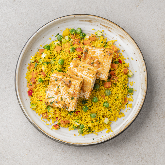 Chermoula Tofu & Sautéed Vegetable Cous Cous